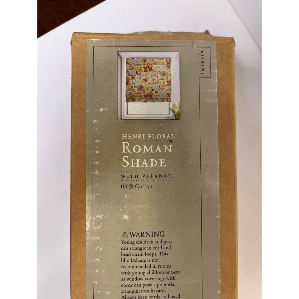 Henri Floral Roman Shades W/Valance Cotton Fabric Open Box 31x62